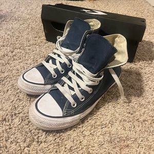 Navy blue high top converse